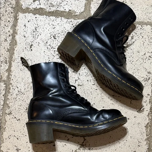 Dr. Martens Clemency Black Heeled Lace up Boots Smooth Leather Size 7 - Picture 12 of 14